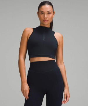 Lululemon Seamless Half-Zip Tränings Linne Dam Marinblå Sverige | LPSZQM916