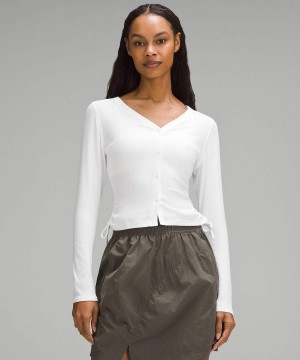 Lululemon Side-Cinch Räfflad Cardigan Tröjor Dam Vita Sverige | EKSCDH630