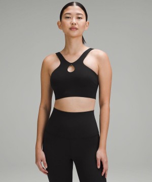 Lululemon SmoothCover Front Cut-Out Yoga Bra Light Support, A/B Cup Sport BH Dam Svarta Sverige | NUDAWK951