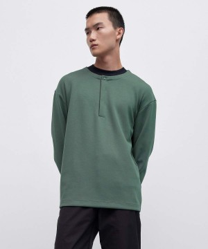 Lululemon Softstreme Oversized-Fit Long-Sleeve Henley Tröjor Herr Mörkgröna Sverige | WFIPVL839