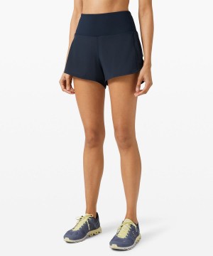 Lululemon Speed Up High-Rise Fodrade 4" Shorts Dam Marinblå Sverige | OTNXFJ870