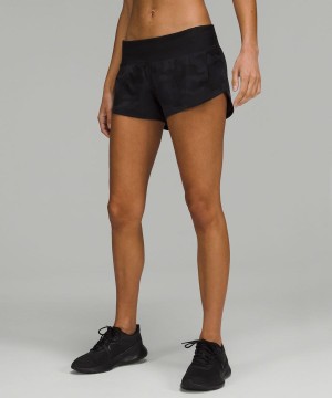 Lululemon Speed Up Low-Rise Fodrade 2.5" Shorts Dam Camo Svarta Olika Färger Svarta Sverige | RDEMIJ059