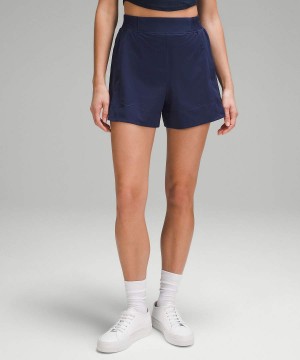 Lululemon Stretch Woven Relaxed-Fit High-Rise 4" Shorts Dam Marinblå Sverige | WMKLUP649