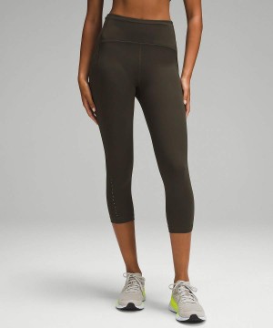 Lululemon Swift Speed High-Rise Crop 21" Tights Dam Mörkolivgröna Sverige | MCNAHP918