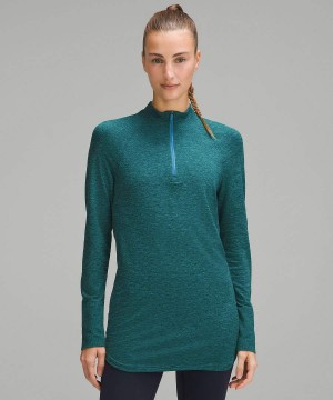 Lululemon Swiftly Relaxed Long-Length Half Zip Långärmad Tröja Dam Turkos Sverige | IYXLKT026
