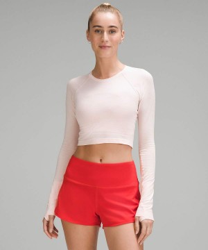 Lululemon Swiftly Tech Cropped 2.0 Långärmad Tröja Dam Ljusröda Sverige | ROSYNK673