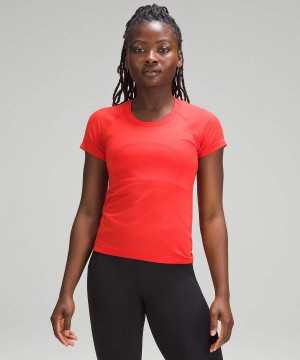 Lululemon Swiftly Tech Korta-Sleeve 2.0 Race Length T-shirt Dam Röda Sverige | TNFAOC137