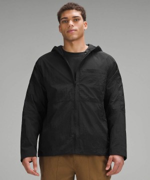 Lululemon Textured Full-Zip Hooded Jackor Herr Svarta Sverige | JXRVOZ092