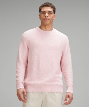 Lululemon Textured Knit Crewneck Tröjor Herr Rosa Sverige | PUZMHR591