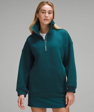 Lululemon Thick Fleece Half Zip Tröjor Dam Turkos Sverige | VLEZPN270