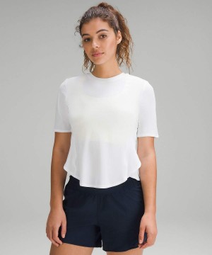 Lululemon UV Protection Fold-Over Löpar T-shirt Dam Vita Sverige | WTCPFJ248
