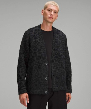 Lululemon Ull-Blend Jacquard Cardigan Tröjor Herr Leopard Mörkgrå Svarta Sverige | TPZYNM543