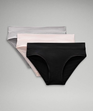Lululemon UnderEase Mid-Rise Bikini 3 Pack Underkläder Dam Silver Svarta Sverige | FMOWQL780