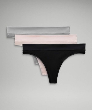 Lululemon UnderEase Mid-Rise String 3 Pack Underkläder Dam Silver Svarta Sverige | KCQEJR915