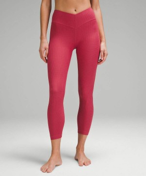 Lululemon V-Midja 25" Grid Texture Yoga Tights Dam Rosa Sverige | ZJGPWT741