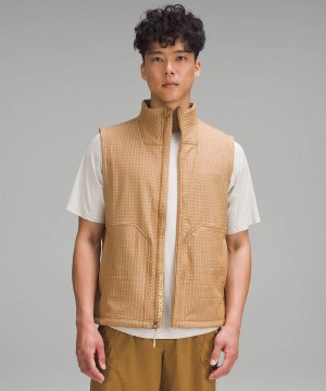 Lululemon Vatten-Repellent Grid Fleece Vandring Väst Herr Beige Sverige | OUTVSZ634