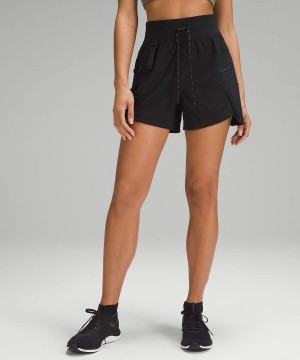 Lululemon WovenAir High-Rise 4" Vandring Shorts Dam Svarta Sverige | HWDANB104