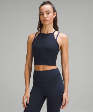 Lululemon Wunder Train High-Neck Cross-Back Linne Dam Marinblå Sverige | NXVWEL296