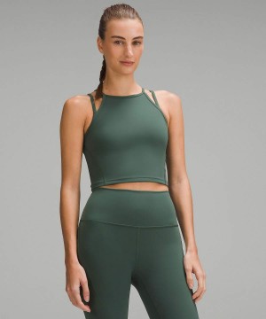 Lululemon Wunder Train High-Neck Cross-Back Linne Dam Mörkgröna Sverige | JXZIBR416