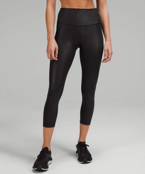 Lululemon Wunder Train High-Rise Crop 23" Foil Tights Dam Svarta Sverige | HVZYOL467