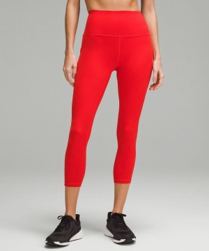Lululemon Wunder Train High-Rise Crop with Pockets 23" Tights Dam Röda Sverige | UNJWHF846