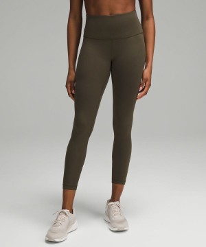 Lululemon Wunder Train High-Rise Räfflad 25" Tights Dam Mörkolivgröna Sverige | UECIBN601