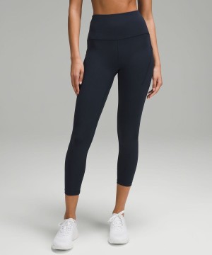 Lululemon Wunder Train High-Rise with Pockets 25" Tights Dam Marinblå Sverige | CPYDST981