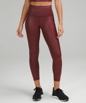 Lululemon Wunder Train High-Rise with Pockets 25" Foil Tights Dam Röda Vinröda Sverige | ZBSPDU920