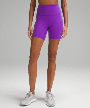 Lululemon Wunder Train Mesh Panel High-Rise 6" Shorts Dam Lila Sverige | CWFTUZ276