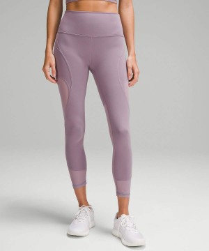 Lululemon Wunder Train Mesh Panel High-Rise 25" Tights Dam Lila Sverige | SRJKED512