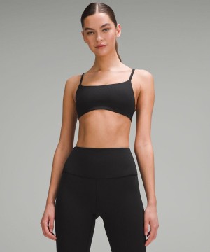 Lululemon Wunder Train Snörade Racer Bra Räfflad Light Support, A/B Cup Sport BH Dam Svarta Sverige | BMNHRU485