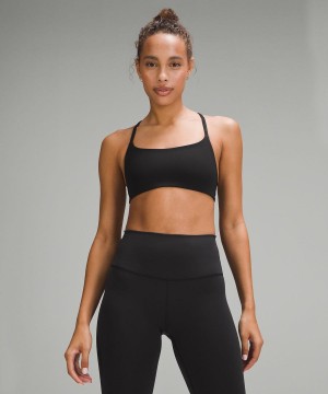 Lululemon Wunder Train Snörade Racer Bra Light Support, A/B Cup Twill Sport BH Dam Svarta Sverige | UMRPDK517