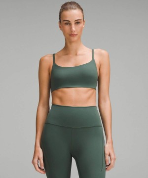 Lululemon Wunder Train Snörade Racer Bra Light Support, A/B Cup Sport BH Dam Mörkgröna Sverige | PCZYUE498