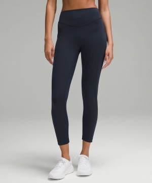 Lululemon Wunder Under SmoothCover with Pockets 25" Tights Dam Marinblå Sverige | XOLTQY896