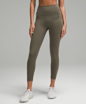 Lululemon Wunder Under SmoothCover with Pockets 25" Tights Dam Gröna Sverige | NWJLYZ256