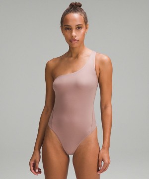 Lululemon Wundermost Ultra-Soft Nulu Asymmetrical Body Dam Rosa Sverige | WPLGDT235
