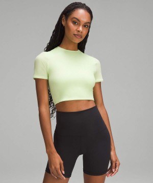 Lululemon Wundermost Ultra-Soft Nulu Crewneck Cropped T-shirt Dam Gröna Sverige | JCXRKT305