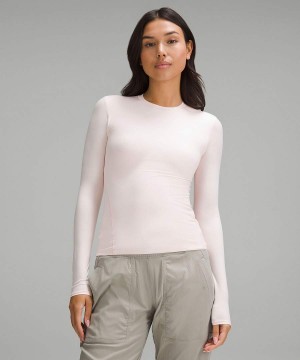 Lululemon Wundermost Ultra-Soft Nulu Crewneck Långärmad Tröja Dam Ljusröda Sverige | FSXWNA271