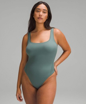 Lululemon Wundermost Ultra-Soft Nulu Square-Neck Ärmlös Body Dam Mörkgröna Sverige | UJAIVQ984