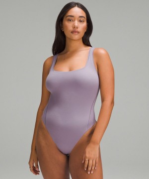 Lululemon Wundermost Ultra-Soft Nulu Square-Neck Ärmlös Body Dam Lila Grå Sverige | DXWFZM106