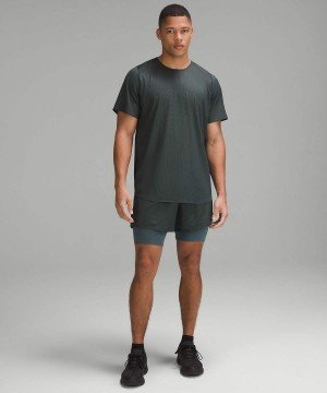 Lululemon lab Grid Mesh Korta-Sleeve Tryck T-shirt Herr Grå Sverige | CHGWDO174