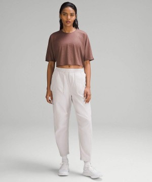 Lululemon lab Grid Mesh Korta-Sleeve Tryck T-shirt Dam Rosa Sverige | WFZANY432