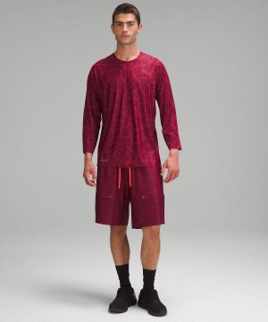 Lululemon lab Quick-Dry 3/4 Sleeve Tränings Långärmad Tröja Herr Vinröda Olika Färger Sverige | UBIRMK375