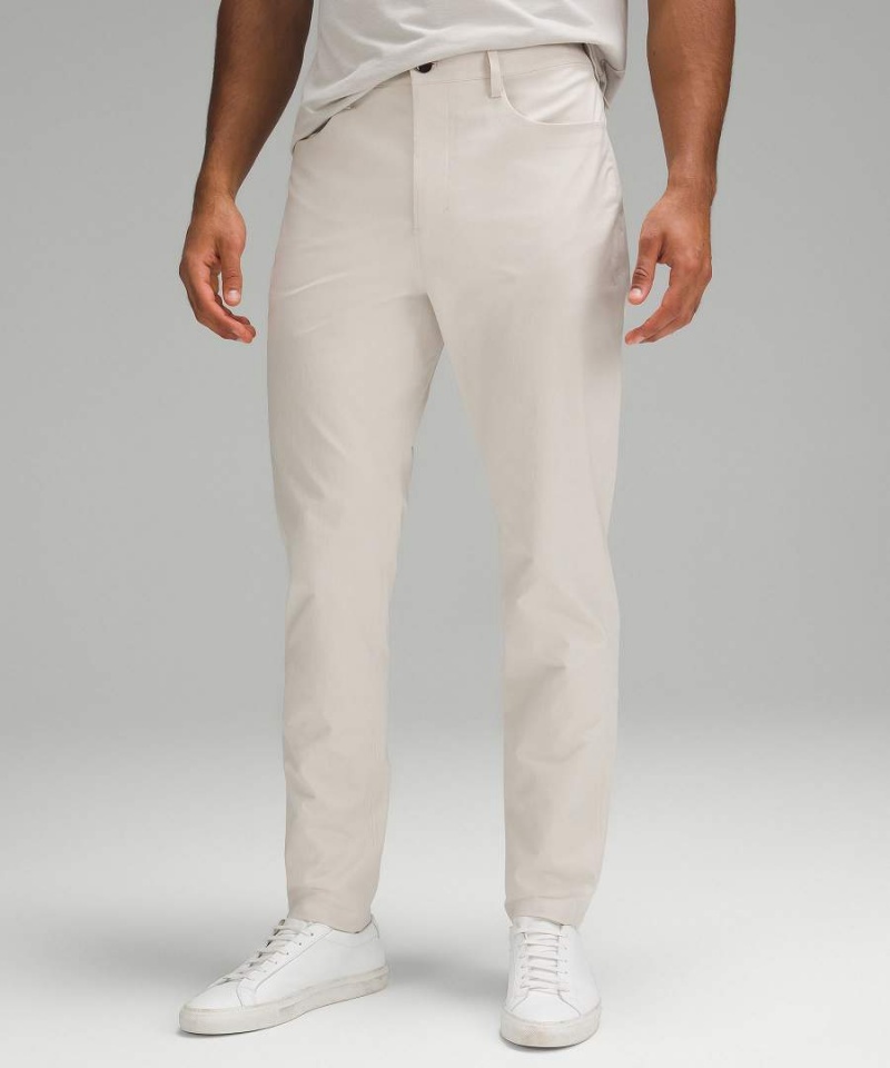 Lululemon ABC Bonded Twill 5 Pocket Byxor Herr Beige Vita Sverige | DHGMQS304