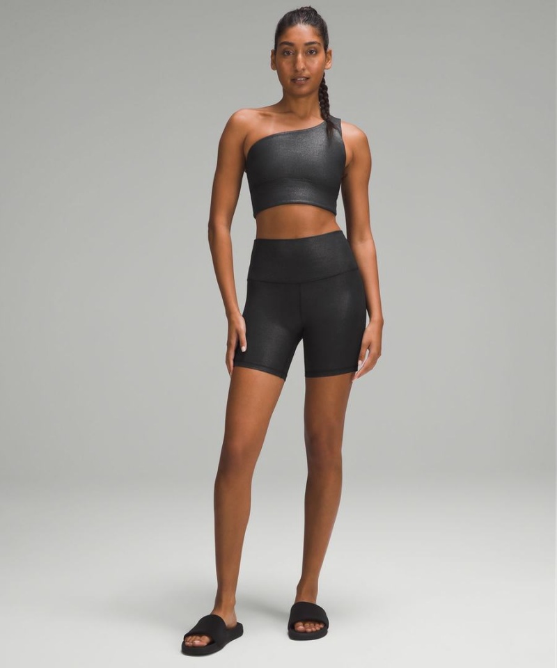 Lululemon Align™ Asymmetrical Räfflad Bra Light Support A/B Cup Shine Sport BH Dam Svarta Sverige | QKOFUS916