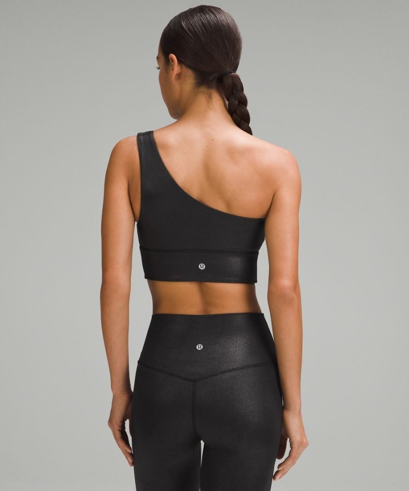 Lululemon Align™ Asymmetrical Räfflad Bra Light Support C/D Cup Shine Sport BH Dam Svarta Sverige | ERHQCW960