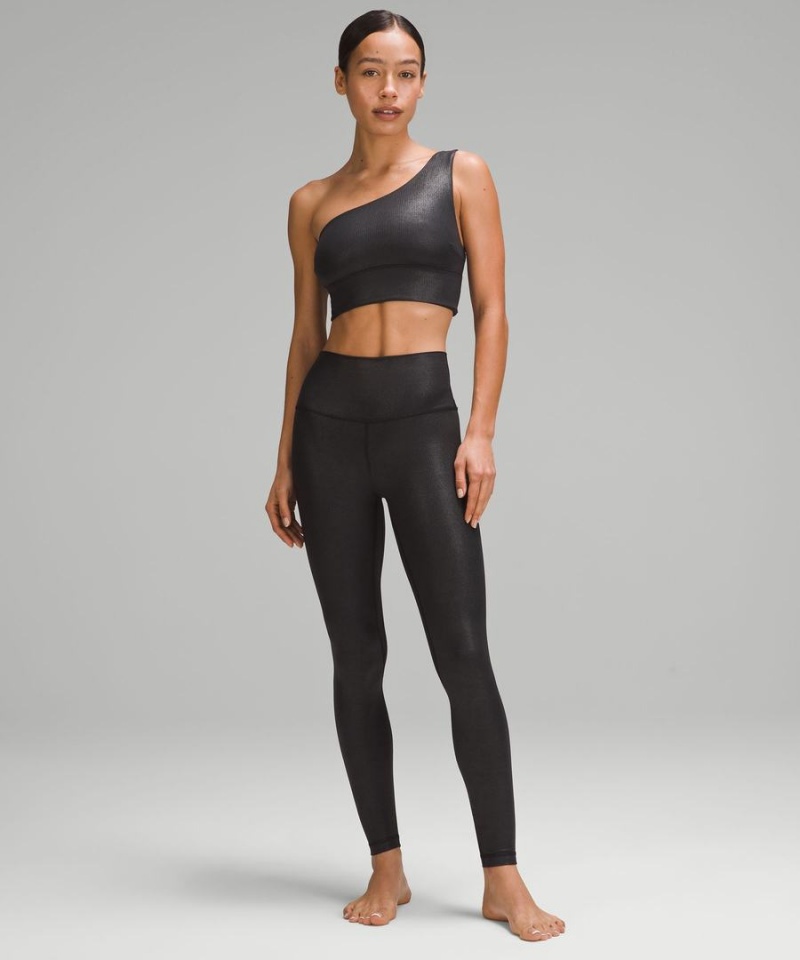 Lululemon Align™ Asymmetrical Räfflad Bra Light Support C/D Cup Shine Sport BH Dam Svarta Sverige | ERHQCW960