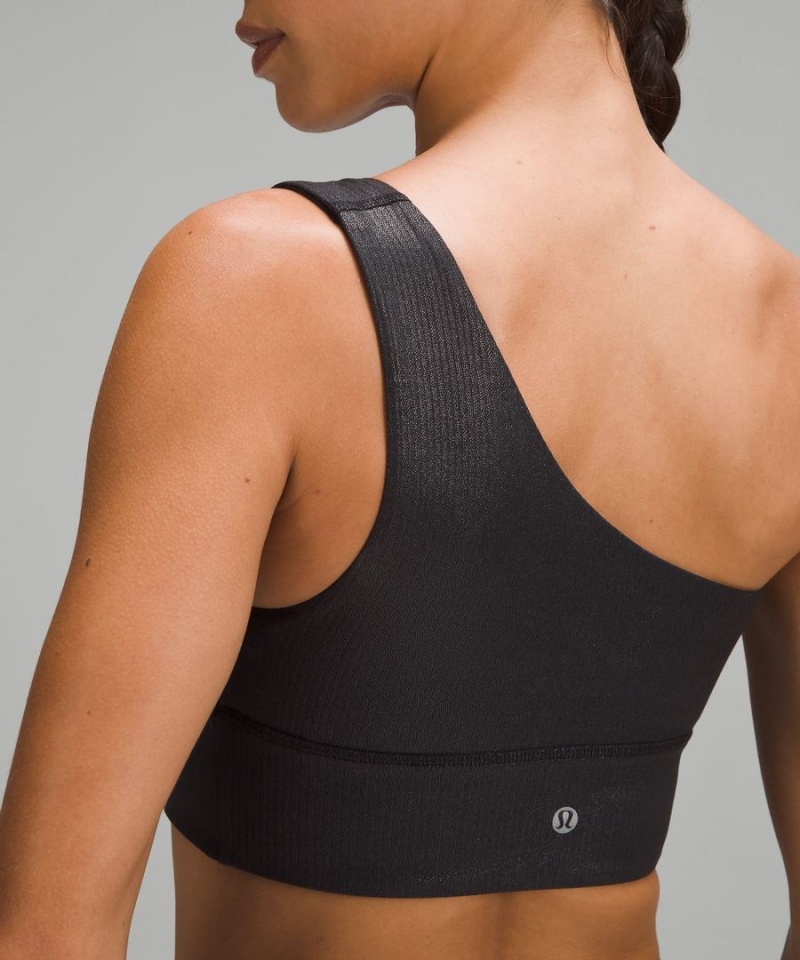 Lululemon Align™ Asymmetrical Räfflad Bra Light Support C/D Cup Shine Sport BH Dam Svarta Sverige | ERHQCW960
