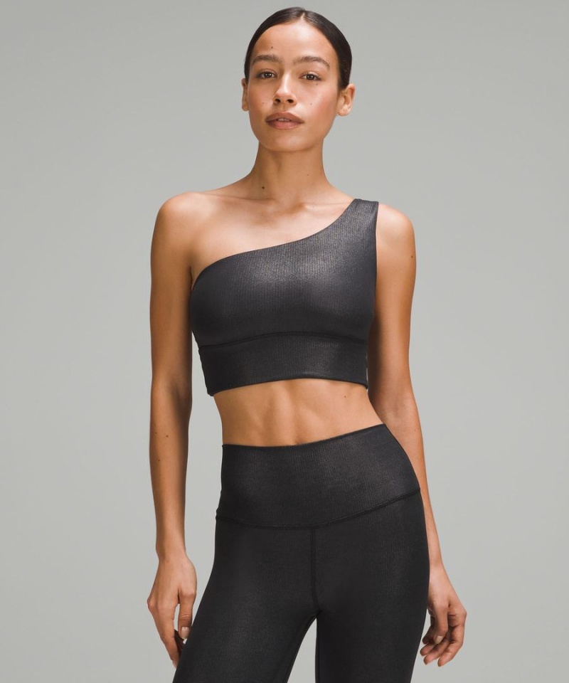 Lululemon Align™ Asymmetrical Räfflad Bra Light Support C/D Cup Shine Sport BH Dam Svarta Sverige | ERHQCW960