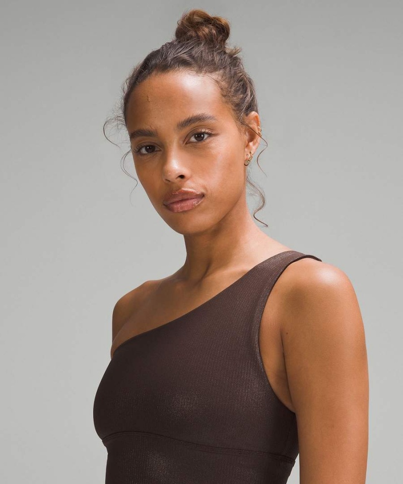 Lululemon Align™ Asymmetrical Räfflad Bra Light Support A/B Cup Shine Sport BH Dam Choklad Sverige | NCTSVP046